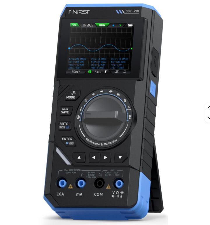 FNIRSI DST-210 3-in-1 Multitester with multimeter, oscilloscope & signal generator