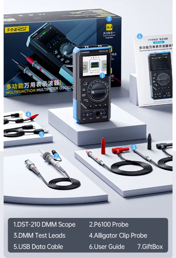 FNIRSI DST-210 3-in-1 Multitester_with accessories